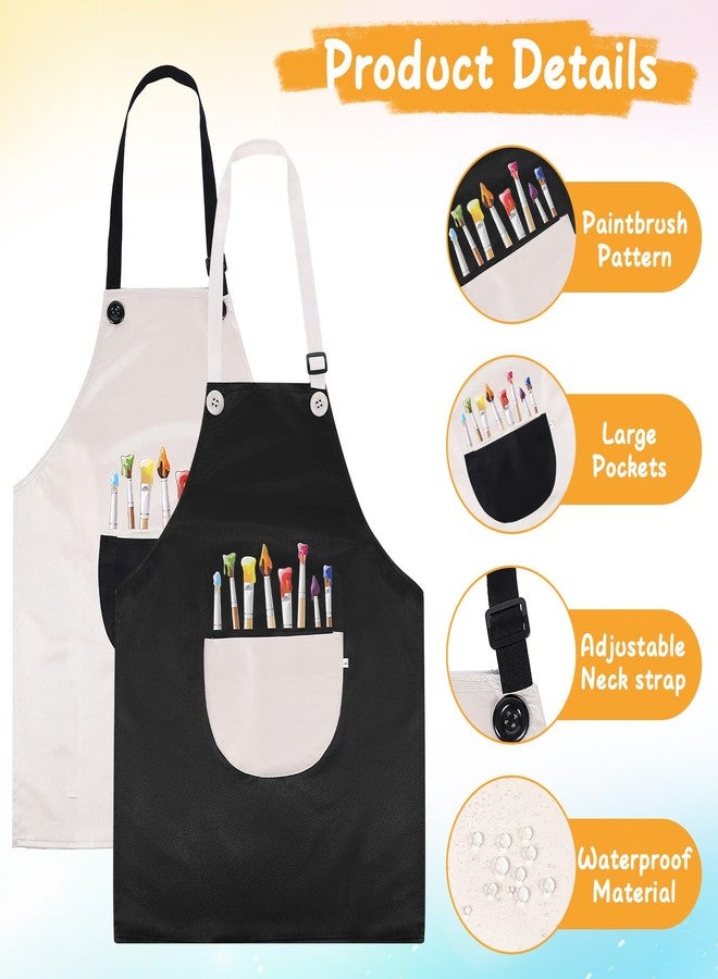 KFHENSOMR 2 Pack Children's Apron Adjustable Art Apron with Front Pocket Girls Boys Aprons for Kids 6-8 Artist Painting Crafting Cooking Baking Art Gardening (Gray & Black) - Image 3